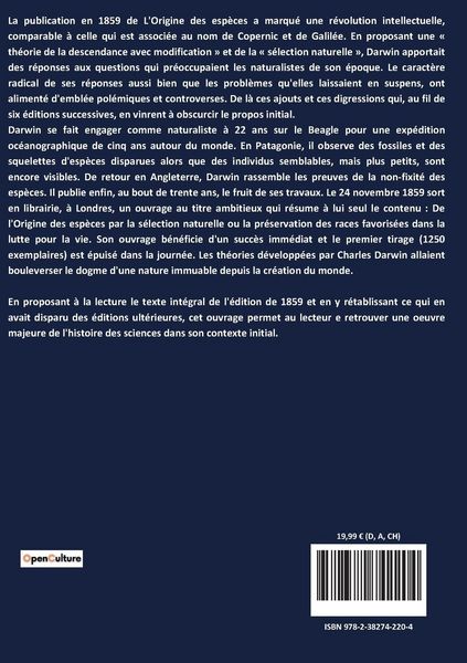 Produktbild: L'Origine des esp&egrave;ces