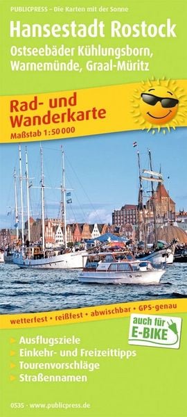 Produktbild: Publicpress Rad- und Wanderkarte Hansestadt Rostock, Ostseebad Warnem&uuml;nde 1:50.000