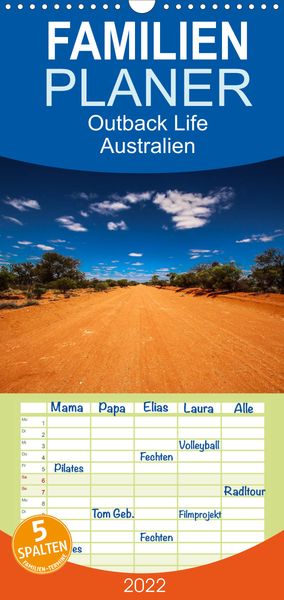 Produktbild: Outback Life - Australien - Familienplaner hoch (Wandkalender 2022 , 21 cm x 45 cm, hoch)