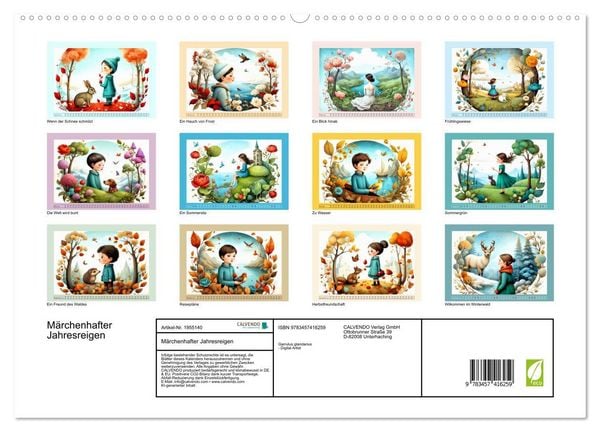 Produktbild: M&auml;rchenhafter Jahresreigen (hochwertiger Premium Wandkalender 2026 DIN A2 quer), Kunstdruck in Hochglanz