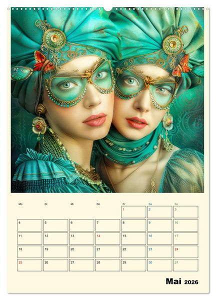Produktbild: Surreale Frauenportraits im venezianischen Stil - Planer (Wandkalender 2026 DIN A2 hoch), CALVENDO Monatskalender