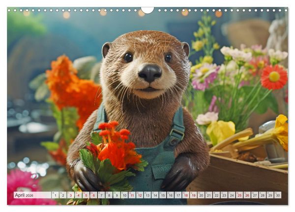 Produktbild: Otter bei der Arbeit (Wandkalender 2026 DIN A3 quer), CALVENDO Monatskalender