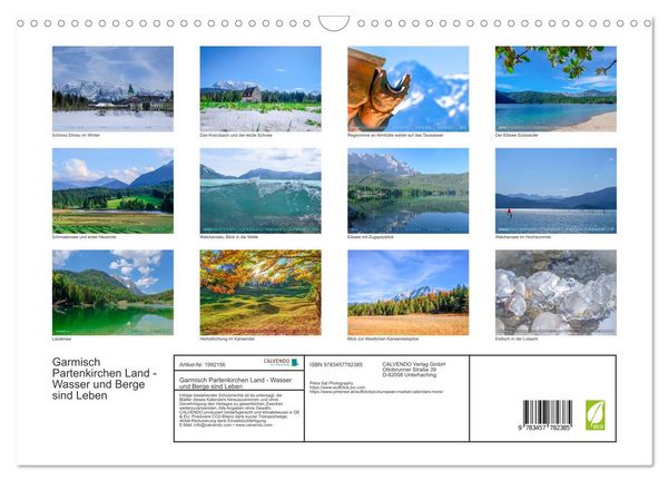 Produktbild: Garmisch Partenkirchen Land - Wasser und Berge sind Leben (Wandkalender 2026 DIN A3 quer), CALVENDO Monatskalender