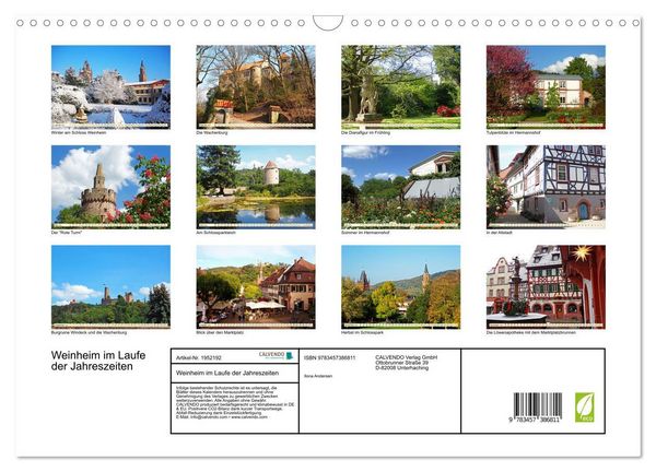 Produktbild: Weinheim im Laufe der Jahreszeiten (Wandkalender 2026 DIN A3 quer), CALVENDO Monatskalender