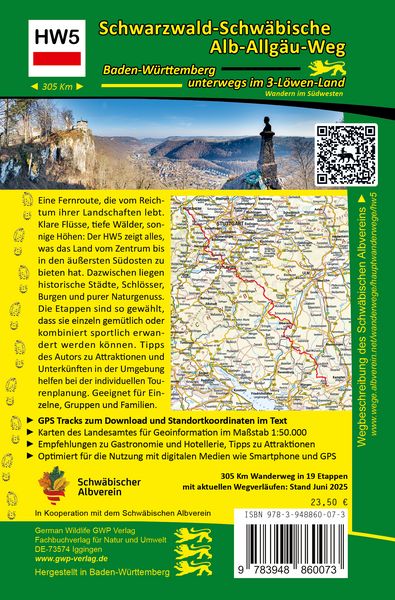 Produktbild: Schwarzwald-Schw&auml;bische Alb-Allg&auml;u-Weg HW5 - Naturparadiese Schwarzwald und Sch&ouml;nbuch, Traumlandschaften Obere G&auml;ue, Alb und Allg&auml;u