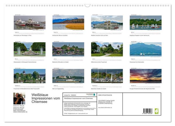 Produktbild: Wei&szlig;blaue Impressionen vom Chiemsee (Wandkalender 2026 DIN A2 quer), CALVENDO Monatskalender