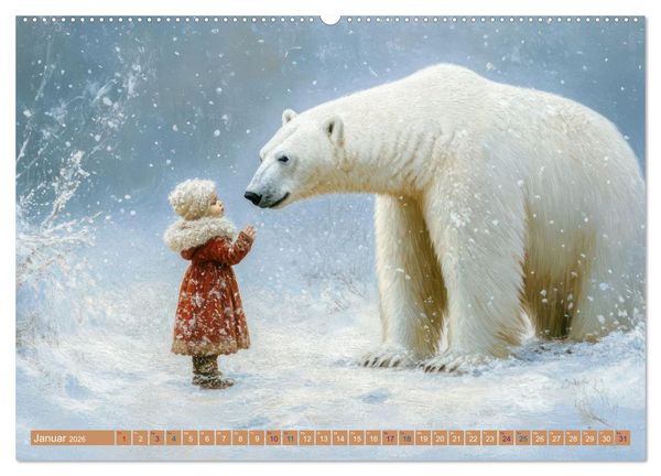 Produktbild: Vertr&auml;umte Begegnungen - Kinderkalender (hochwertiger Premium Wandkalender 2026 DIN A2 quer), Kunstdruck in Hochglanz