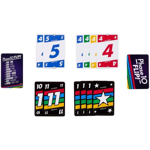 Produktbild: Phase 10 Flip Kartenspiel, klassisches Kartenspiel für die ganze Familie mit beidseitig bedruckten Karten für 2 bis 6 Spieler