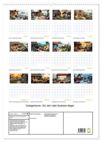 Produktbild: Cottagetr&auml;ume - Ein Jahr voller l&auml;ndlicher Magie (Wandkalender 2026 DIN A2 hoch), CALVENDO Monatskalender