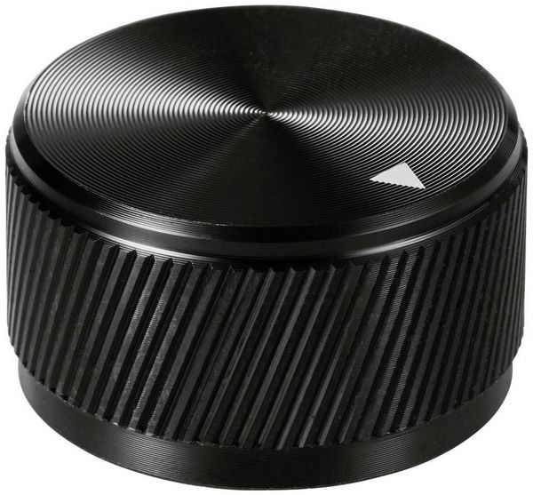 Produktbild: TRU COMPONENTS TC-11613816 Drehknopf mit Knopfmarkierung Schwarz (&Oslash; x H) 30 mm x 17 mm Aluminium 1 St.