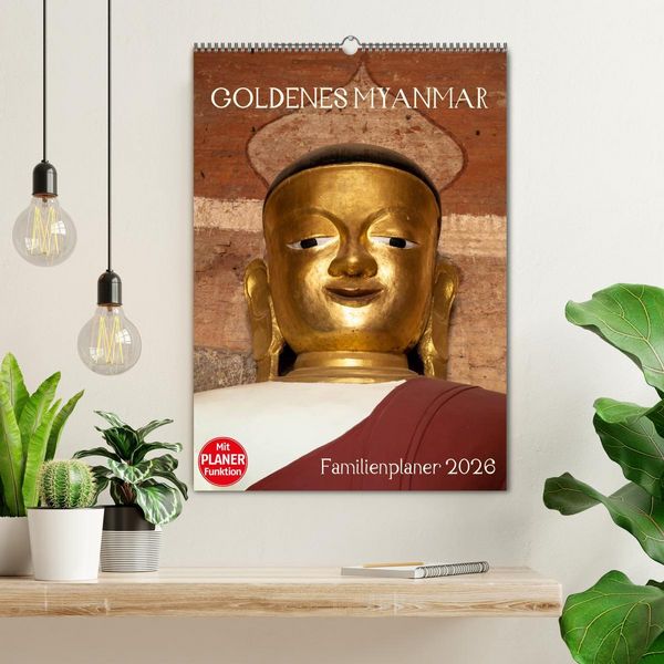 Produktbild: Goldenes Myanmar - Familienkalender 2026 (Wandkalender 2026 DIN A2 hoch), CALVENDO Monatskalender