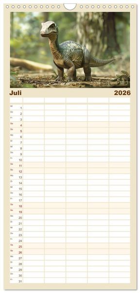 Produktbild: Familienplaner 2026 - Dino-Babys mit 5 Spalten (Wandkalender, 21 x 45 cm) CALVENDO