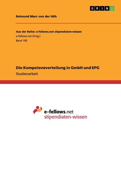 Produktbild: Die Kompetenzverteilung in GmbH und EPG