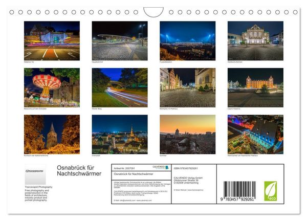 Produktbild: Osnabr&uuml;ck f&uuml;r Nachtschw&auml;rmer (Wandkalender 2026 DIN A4 quer), CALVENDO Monatskalender