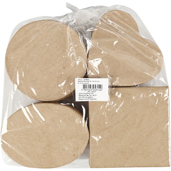 Produktbild: Creativ Company Mittelgro&szlig;e Schachteln, H 5 cm, D 10-12 cm, 4 Stk