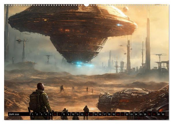 Produktbild: Futuristische Weltraumschlachten (hochwertiger Premium Wandkalender 2026 DIN A2 quer), Kunstdruck in Hochglanz