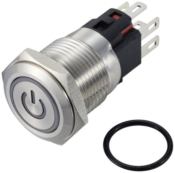 Produktbild: TRU COMPONENTS TC-12647476 Drucktaster 250 V/AC 3 A 1 x Aus/(Ein) IP65 RGB tastend Edelstahl 1 St.