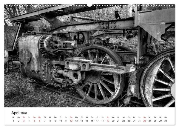 Produktbild: Unter Dampf - Eisenbahnromantik in schwarz-wei&szlig; (Wandkalender 2026 DIN A2 quer), CALVENDO Monatskalender