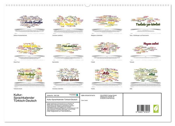 Produktbild: Kultur-Sprachkalender T&uuml;rkisch-Deutsch (hochwertiger Premium Wandkalender 2026 DIN A2 quer), Kunstdruck in Hochglanz