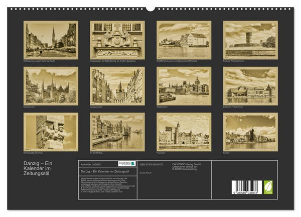 Produktbild: Danzig &ndash; Ein Kalender im Zeitungsstil (hochwertiger Premium Wandkalender 2026 DIN A2 quer), Kunstdruck in Hochglanz