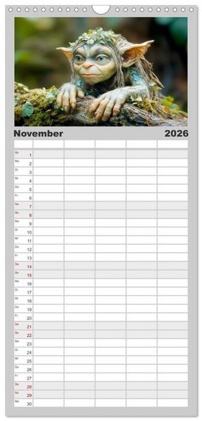 Produktbild: Familienplaner 2026 - FABELWESEN M&auml;rchenhafte Tr&auml;ume mit 5 Spalten (Wandkalender, 21 x 45 cm) CALVENDO
