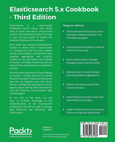 Produktbild: Elasticsearch 5.x Cookbook - Third Edition