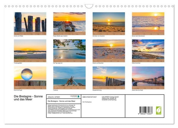 Produktbild: Die Bretagne - Sonne und das Meer (Wandkalender 2026 DIN A3 quer), CALVENDO Monatskalender