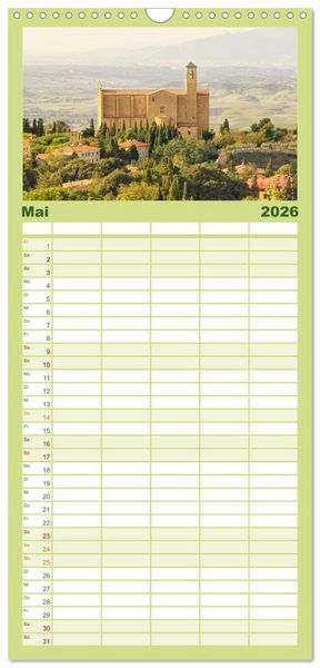 Produktbild: Familienplaner 2026 - Toskana. Livorno - Volterra - Piombino mit 5 Spalten (Wandkalender, 21 x 45 cm) CALVENDO