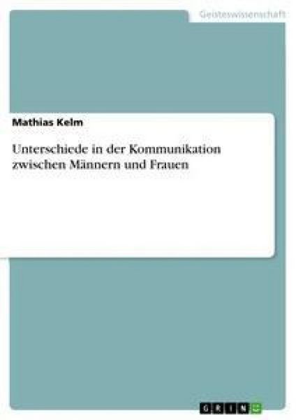 Produktbild: Unterschiede in der Kommunikation zwischen M&auml;nnern und Frauen