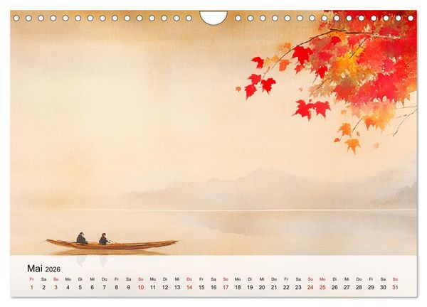 Produktbild: Japan. Eine k&uuml;nstlerische Reise im Aquarellstil (Wandkalender 2026 DIN A4 quer), CALVENDO Monatskalender