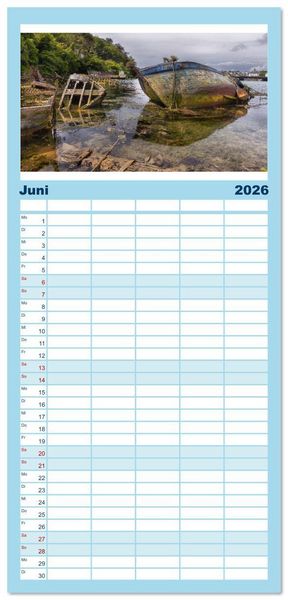 Produktbild: Familienplaner 2026 - Wracks der Vergangenheit &ndash; Gestrandete Zeugen der Zeit mit 5 Spalten (Wandkalender, 21 x 45 cm) CALVENDO