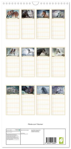 Produktbild: Familienplaner 2026 - Pferde zum Tr&auml;umen mit 5 Spalten (Wandkalender, 21 x 45 cm) CALVENDO