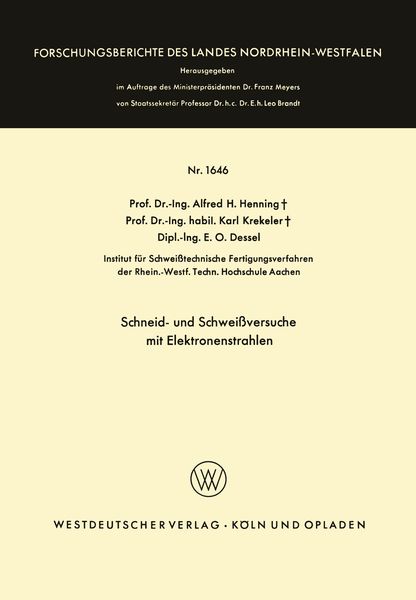 Produktbild: Schneid- und Schwei&szlig;versuche mit Elektronenstrahlen