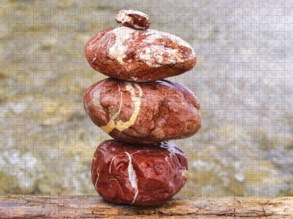 Produktbild: CALVENDO Puzzle Balance am Fluss - Steinm&auml;nnchen an der Isar | 1000 Teile Lege-Gr&ouml;&szlig;e 64x48cm Foto-Puzzle f&uuml;r gl&uuml;ckliche Stunden