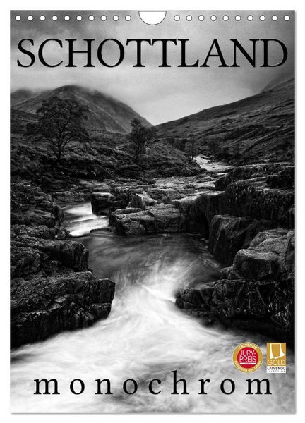 Schottland Monochrom (Wandkalender 2026 DIN A4 hoch), CALVENDO Monatskalender