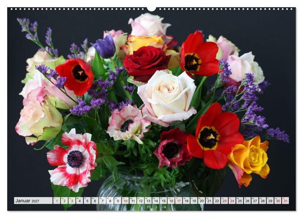 Produktbild: Blumen, bunt gemischt (hochwertiger Premium Wandkalender 2027 DIN A2 quer), Kunstdruck in Hochglanz