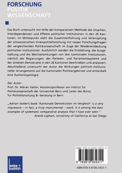 Produktbild: Kantonale Demokratien im Vergleich