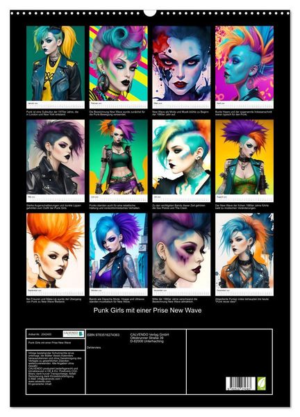 Produktbild: Punk Girls mit einer Prise New Wave (Wandkalender 2026 DIN A2 hoch), CALVENDO Monatskalender