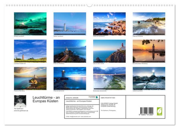 Produktbild: Leuchtt&uuml;rme - an Europas K&uuml;sten (hochwertiger Premium Wandkalender 2026 DIN A2 quer), Kunstdruck in Hochglanz