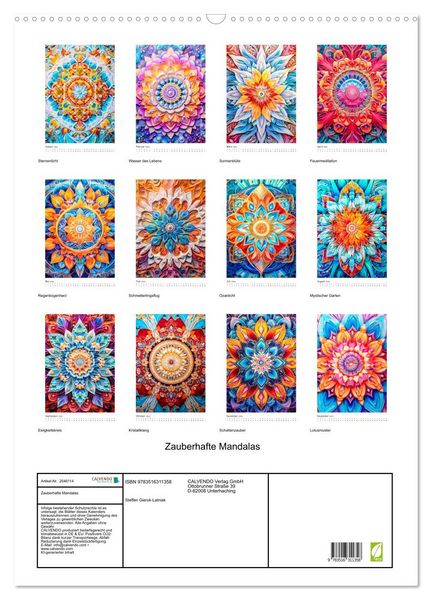 Produktbild: Zauberhafte Mandalas (Wandkalender 2026 DIN A2 hoch), CALVENDO Monatskalender