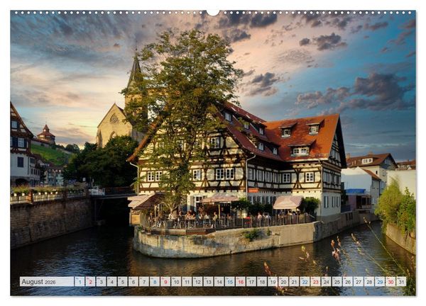 Produktbild: Esslingen zwischen Tag und Nacht (hochwertiger Premium Wandkalender 2026 DIN A2 quer), Kunstdruck in Hochglanz