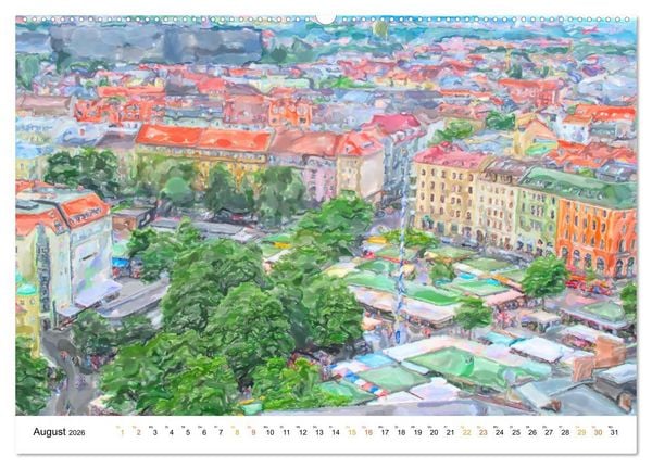 Produktbild: M&uuml;nchen - Bayerns Landeshauptstadt in Aquarellfarben (hochwertiger Premium Wandkalender 2026 DIN A2 quer), Kunstdruck in Hochglanz