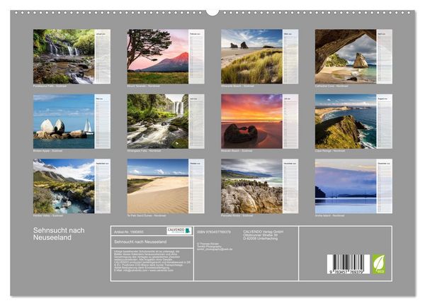 Produktbild: Sehnsucht nach Neuseeland (hochwertiger Premium Wandkalender 2026 DIN A2 quer), Kunstdruck in Hochglanz