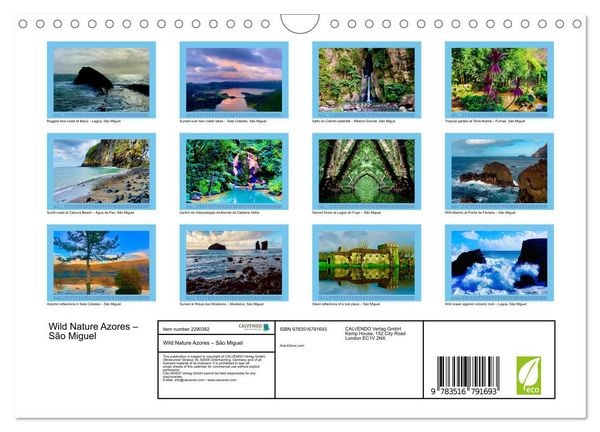 Produktbild: Wild Nature Azores &ndash; S&atilde;o Miguel (Wall Calendar 2027 DIN A4 landscape), CALVENDO 12 Month Wall Calendar