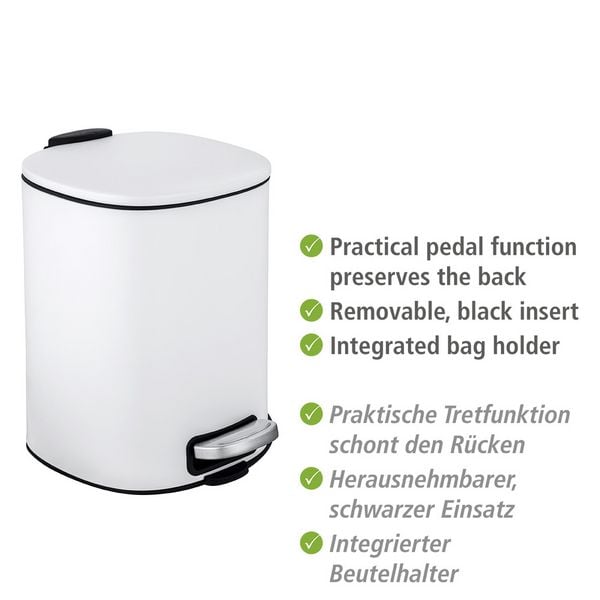 Produktbild: Treteimer Mod. Alassio, Wei&szlig; 5 L, mit Easy-Close Absenkautomatik