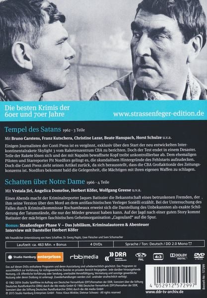 Produktbild: Stra&szlig;enfeger 49 - Tempel des Satans/Schatten &uuml;ber Notre Dame [4 DVDs]