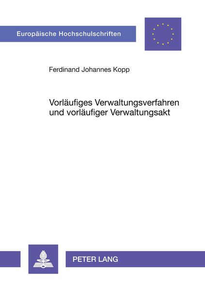 Produktbild: Vorl&auml;ufiges Verwaltungsverfahren und vorl&auml;ufiger Verwaltungsakt