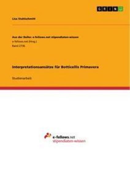 Produktbild: Interpretationsans&auml;tze f&uuml;r Botticellis Primavera