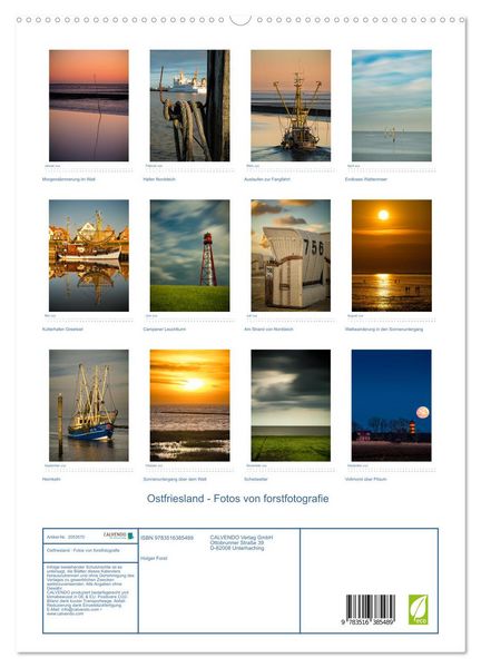 Produktbild: Ostfriesland - Fotos von forstfotografie (hochwertiger Premium Wandkalender 2026 DIN A2 hoch), Kunstdruck in Hochglanz