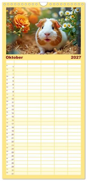 Produktbild: Familienplaner 2027 - S&uuml;&szlig;e Meerschweinchen mit 5 Spalten (Wandkalender, 21 x 45 cm) CALVENDO